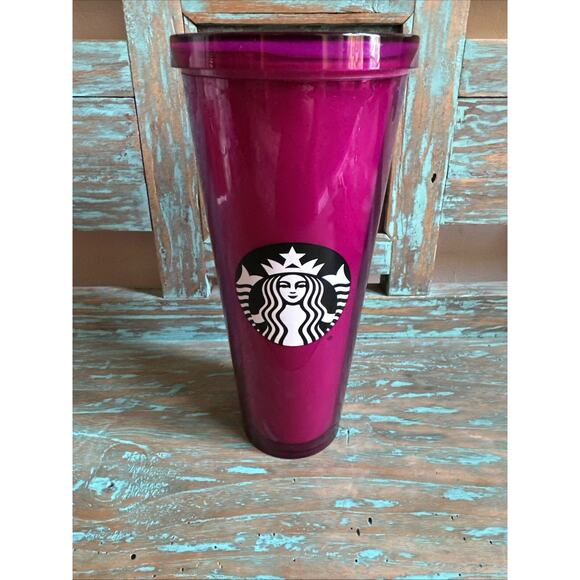 STARBUCKS Magenta Jelly Bean Gummy Tumbler Cold Cup Venti 24oz No Straw Retired - Picture 1 of 6